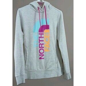 The North Face M Gray Big Logo Hoodie Y2K Outdoor Core Cozy Streetwear